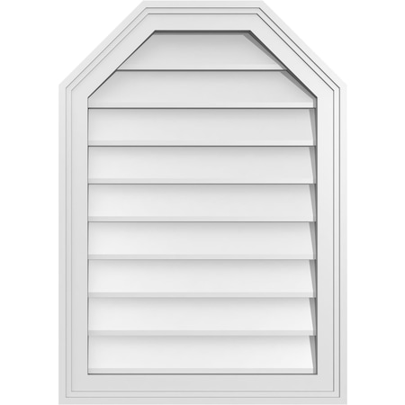 Ekena Millwork Octagonal Top Surface Mount PVC Gable Vent w/ 2"W x 1-1/2"P Brickmould Frame, 20"W x 28"H GVPOT20X2802SN